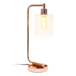 Simple Designs 20 in. Rose Gold Desk Lamp