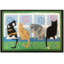 Jellybean 20 in. W X 30 in. L Multicolored Kitties In The Window Polyester Accent Rug