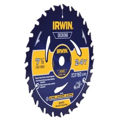Irwin Marathon 7-1/4 in. D X 5/8 in. Carbide Circular Saw Blade 24 teeth 1 pk