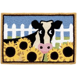 Jellybean 20 in. W X 30 in. L Multi-Color Curious Cow Polyester Accent Rug