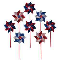 In The Breeze Multicolored Mylar 16 in. H Patriotic Garden Stake Spinner