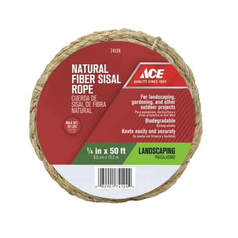 Ace 1/4 in. D X 50 ft. L Natural Twisted Sisal Rope Ace 1/4 in. D X 50 ft. L Natural Twisted Sisal Rope
