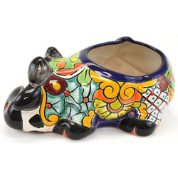 Avera Products Talavera 5.75 in. H X 13.5 in. W Ceramic Cow Planter Multicolored