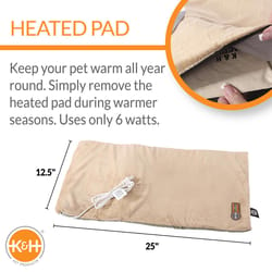 K&H Pet Prodcuts Tan Heated Pet Mat 12.5 in. W X 25 in. L