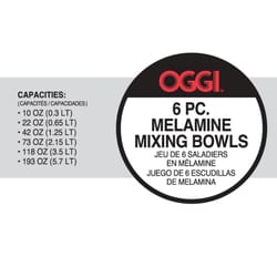 OGGI 5.4 qt Melamine Assorted Mixing Bowl Set 6 pc