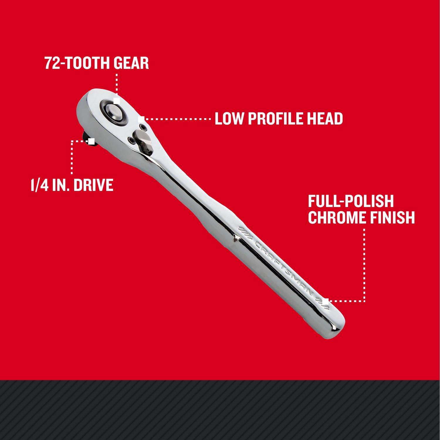 Craftsman Low Profile 1/4 in. Drive Ratchet with 72 Teeth Craftsman Low Profile 1/4 in. Drive Ratchet with 72 Teeth
