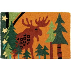 Jellybean 20 in. W X 30 in. L Multi-Color Moose in Pine Forest Polyester Accent Rug