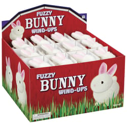Toysmith Bunny Wind Up Rabbit Cotton/Polyester White/Pink 12 pc