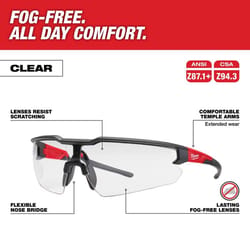 Milwaukee Anti-Fog Safety Glasses Clear Lens Black/Red Frame 1 pk