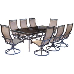 Hanover Monaco 9 pc Bronze Aluminum Swivel Dining Set