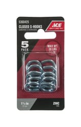 Ace Small Zinc-Plated Silver Steel 1.25 in. L Eight Hook 20 lb 5 pk