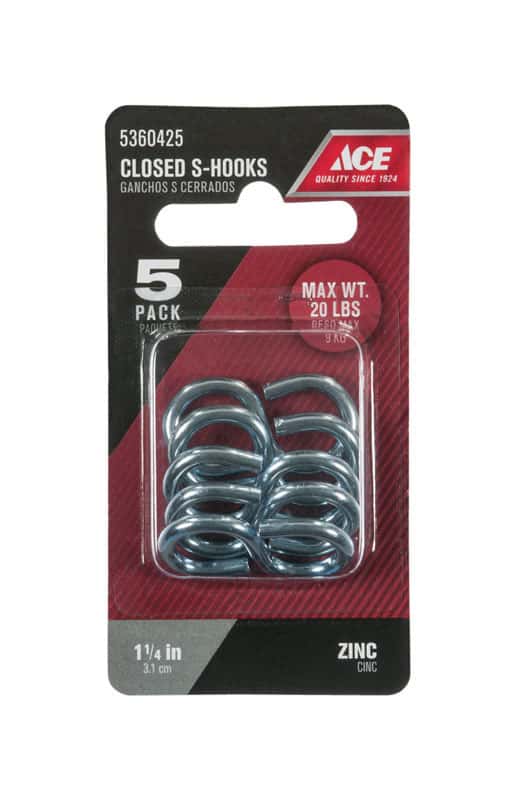 ジョアン フック Ace Small Zinc-Plated Silver Steel 1.25 in. L Eight Hook 20