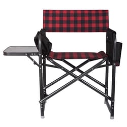 Picnic Time Oniva Black/Red Checkered Director's Folding Chair