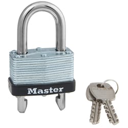 Master Lock 1-3/32 in. H X 1-1/32 in. W X 1-3/4 in. L Laminated Steel Warded Locking Warded Padlock