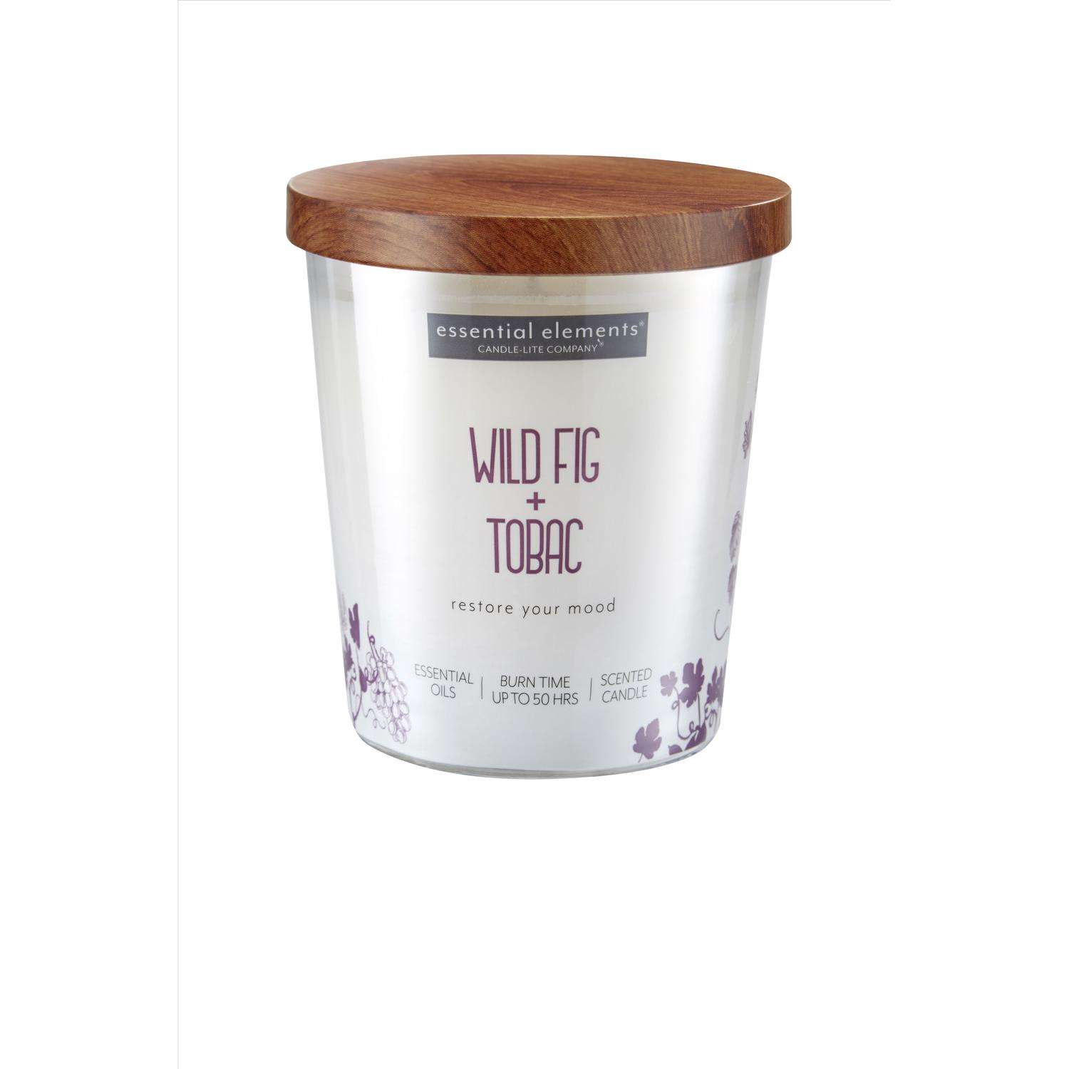 Candle Lite Essential Elements White Wild Fig/Tobac Scent Tumbler Jar