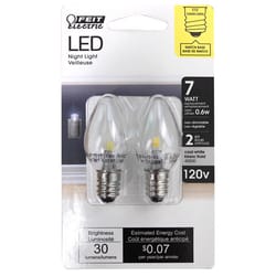 Feit C7 E12 (Candelabra) LED Bulb White 7 Watt Equivalence 2 pk