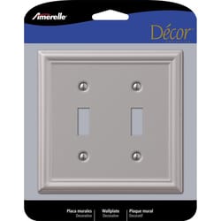 Amerelle Chelsea Brushed Nickel 2 gang Stamped Steel Toggle Wall Plate 1 pk