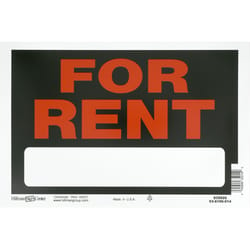 Hillman English Black For Rent Sign 8 in. H X 12 in. W