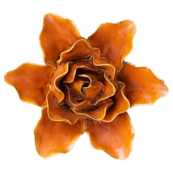 Chive France 2 in. H X 4.25 in. L Glazed Rust Ceramic Lily Wall Flower