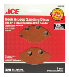 Ace 5 in. Aluminum Oxide Hook and Loop Sanding Disc 320 Grit Super Fine 5 pk