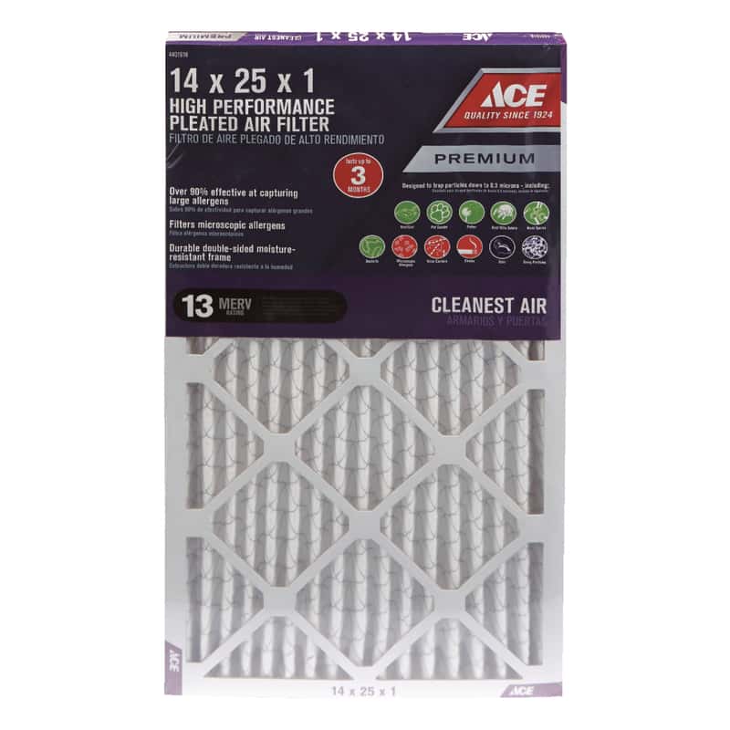 Ace 14 in. W X 25 in. H X 1 in. D Pleated Pleated Air Filter 1 pk Ace