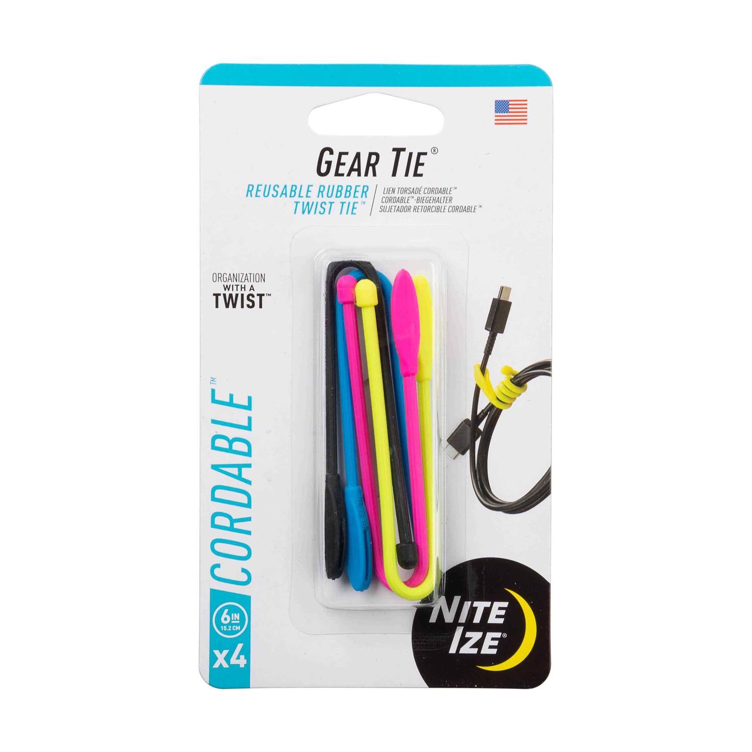 Photos - Battery Nite Ize Gear Tie 6 in. L Assorted Twist Ties 4 pk GTK6-A1-4R7 