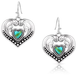 Montana Silversmiths Women's Fierce TQ Heart Silver/Turquoise Earrings