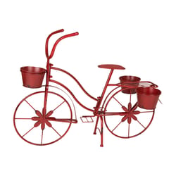 Glitzhome 36.61 in. W X 18.43 in. D Metal Bicycle Garden Planter Red