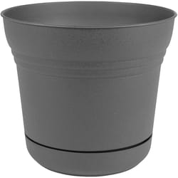 Bloem Saturn 10.75 in. H X 12.25 in. W X 12.25 in. D Polyresin Classic Textured Planter Charcoal