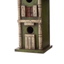 Glitzhome 12.8 in. H X 4.72 in. W X 6.3 in. L Metal and Wood Bird House