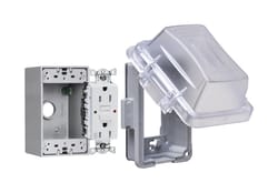 Taymac Part # MX3200 - Taymac Raynguard Alum. Gray 1-Gang Vertical In-Use  3.5-In. Electrical Outlet Cover For Outdoor Outlet, Ufast 8-In-1 -  Weather-Resistant Outlet Covers - Home Depot Pro