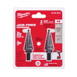 Milwaukee No. 4 Black Oxide Step Drill Bit Set 3-Flat Shank 2 pk