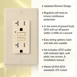 Faith 20 amps 125 V Duplex Ivory GFCI Outlet 10 pk