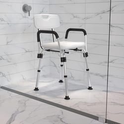 Flash Furniture Hercules White Bath/Shower Seat Aluminum/Plastic 33.5 in. H X 22 in. L