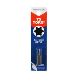 Best Way Tools Torx 1/4 in. X 1 in. L T5 Screwdriver Bit Carbon Steel 1 pc