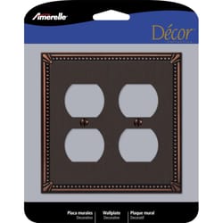 Amerelle Imperial Bead Aged Bronze 2 gang Die-Cast Metal Duplex Wall Plate 1 pk