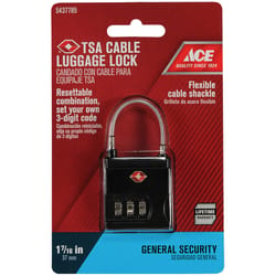 Ace 1-9/16 in. H X 1-7/16 in. W X 1/2 in. L Die-Cast Zinc 3-Dial Combination Luggage Lock 1 pk