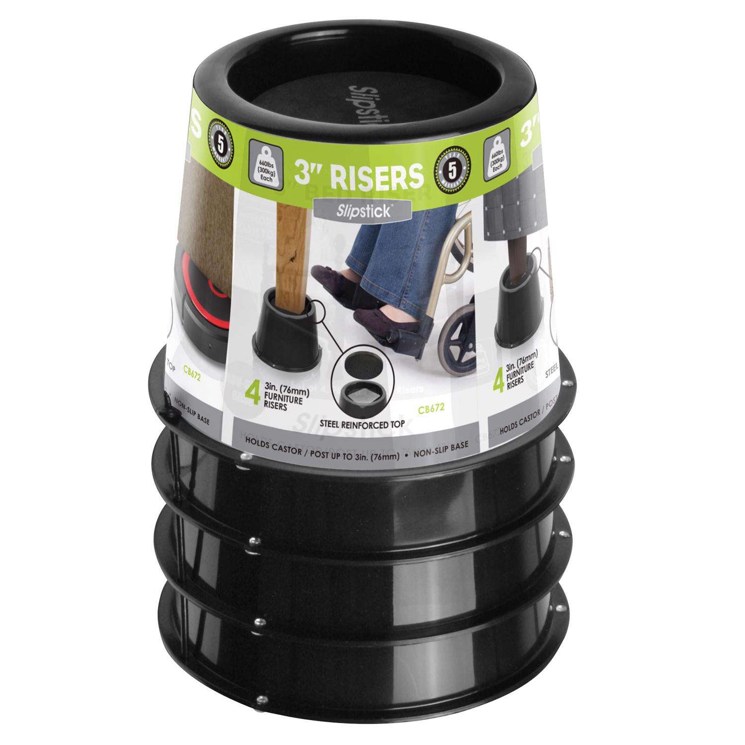 Slipstick Plastic Bed Risers Black Round 4 pk - Ace Hardware