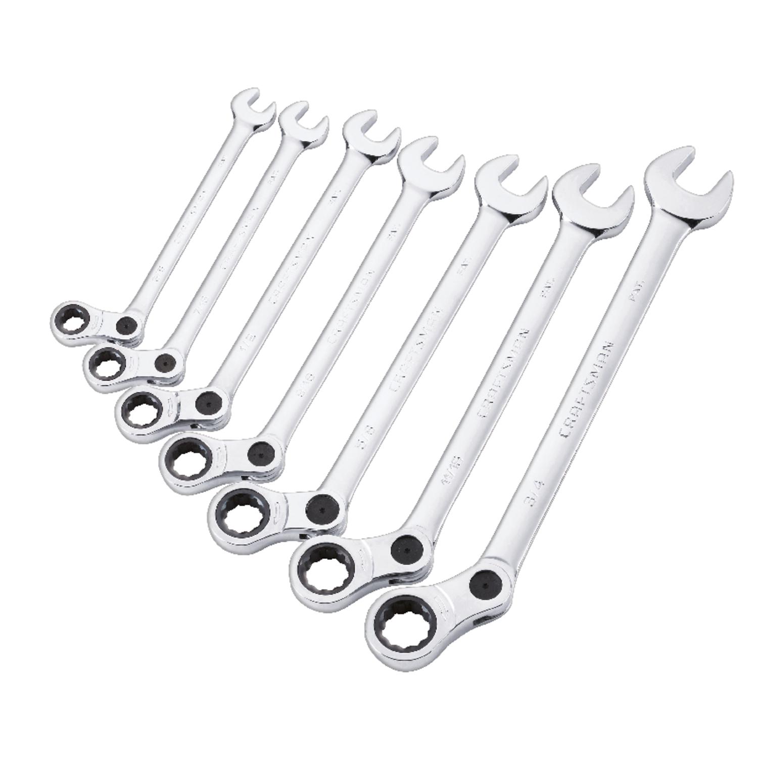 UPC 099575333040 product image for Craftsman 7 Piece Standard Elbow Ratcheting Wrench Set (00914635) | upcitemdb.com