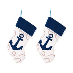 Glitzhome Multicolored Anchor Christmas Stocking 1.57 in.