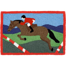 Jellybean 20 in. W X 30 in. L Multi-color Hunter Jumper Polyester Accent Rug