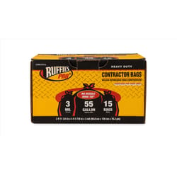 Ruffies Pro 55 gal Contractor Bags Wing Ties 15 pk