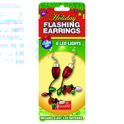 Magic Seasons Christmas Holiday Flashing Bracelet and Earrings 1 pc