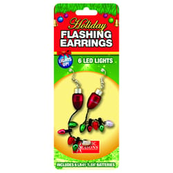 Magic Seasons Christmas Holiday Flashing Bracelet and Earrings 1 pc