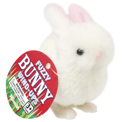 Toysmith Bunny Wind Up Rabbit Cotton/Polyester White/Pink 12 pc