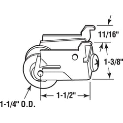 Prime-Line 1-1/4 in. D X 5/16 in. L Plastic/Steel Roller Assembly 1 pk
