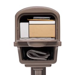 Gibraltar Mailboxes Gentry T3 Plastic Post Mount Mocha Mailbox