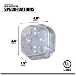Southwire Old Work 14 cu in Octagon Galvanized Steel Weatherproof Box Silver