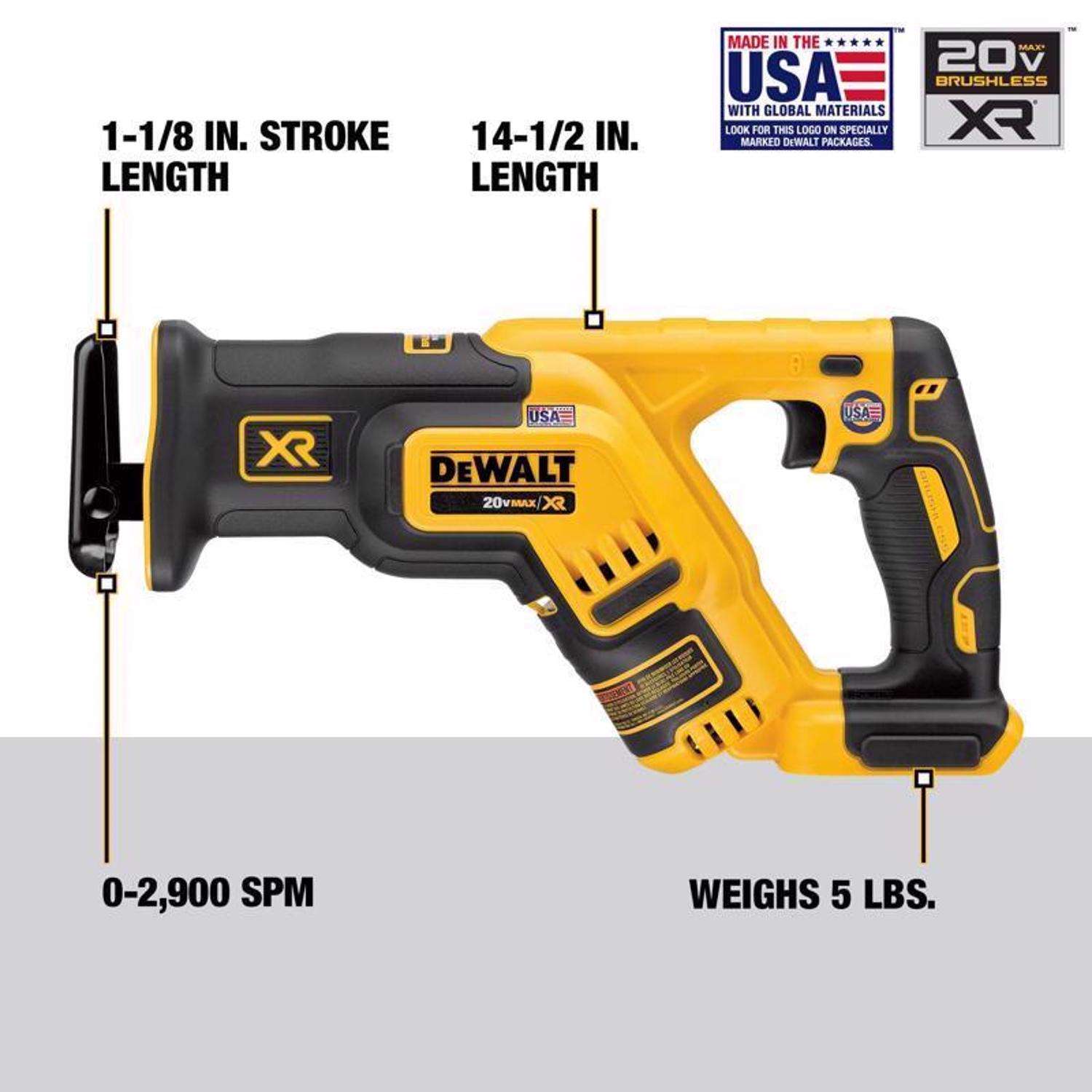 Dewalt reciprocating best sale saw tool only