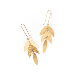 Matr Boomie Chameli Women's Leaf Drop Gold Earrings